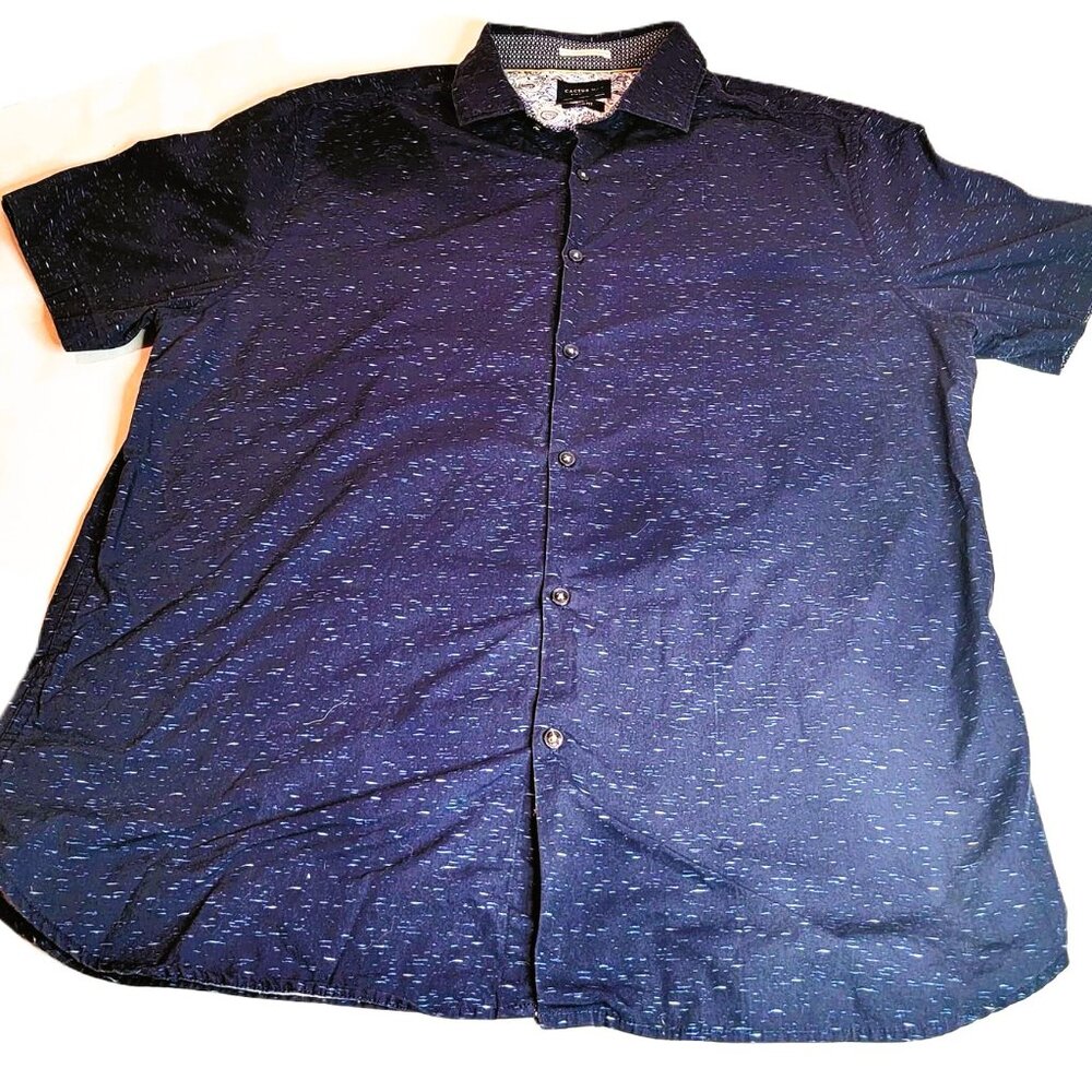 Cactus Man Ricky Singh Button Down Blue Slim Fit Short Sleeve Shirt Men's Sz. XL